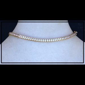 VTG Channel Set Crystal Gold Over Sterling Silver Tennis Bracelet